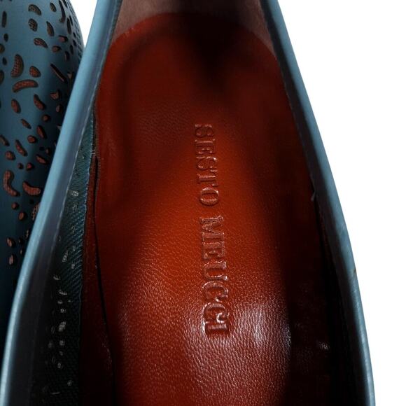 Sesto Meucci Womens Heels 8.5 Blue Leather Pumps Classic Vintage Coastal Softie - Picture 6 of 10